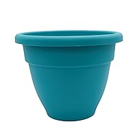 The HC Companies 8 Inch Caribbean Planter - Lightweight Indoor Outdoor Plastic Plant Pot for Herbs and Flowers, Dusty Teal