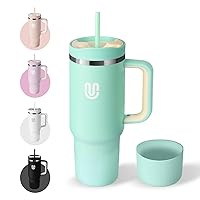40 oz Tumbler with Handle and Straw Lid - Stainless Steel, Vacuum Insulated Travel Mug Cup, Magnetic Twist 2-in-1 Lid, Keeps Drinks Cold for 24 Hours (Mint)