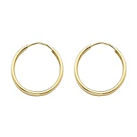 14K Yellow Gold 1.5mm Thickness Hoop Endless Earrings/Diameter 17 MM