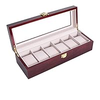 10 Slots Watch Boxes Organizer 12 Grids Wood 2 3 5 6 Slot Watches Holder Stand Case Jewelry Display Wooden Storage Gift Box (Color : D, Size : 6 slots)