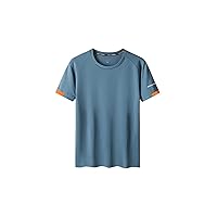Tshirts Shirts for Men Male T-Shirt Summer Sports Short-Sleeved Fast Drying Training Breathable Mens T Shirts Jogging Tracksuit Plus Size 9XL (Color : Blue, Size : XXXXXX-Large)