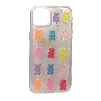 Fashion Culture Kitsch 3D Multicolored Candy Gummy Bears Soft Phone Case for iPhone 13, Transparent