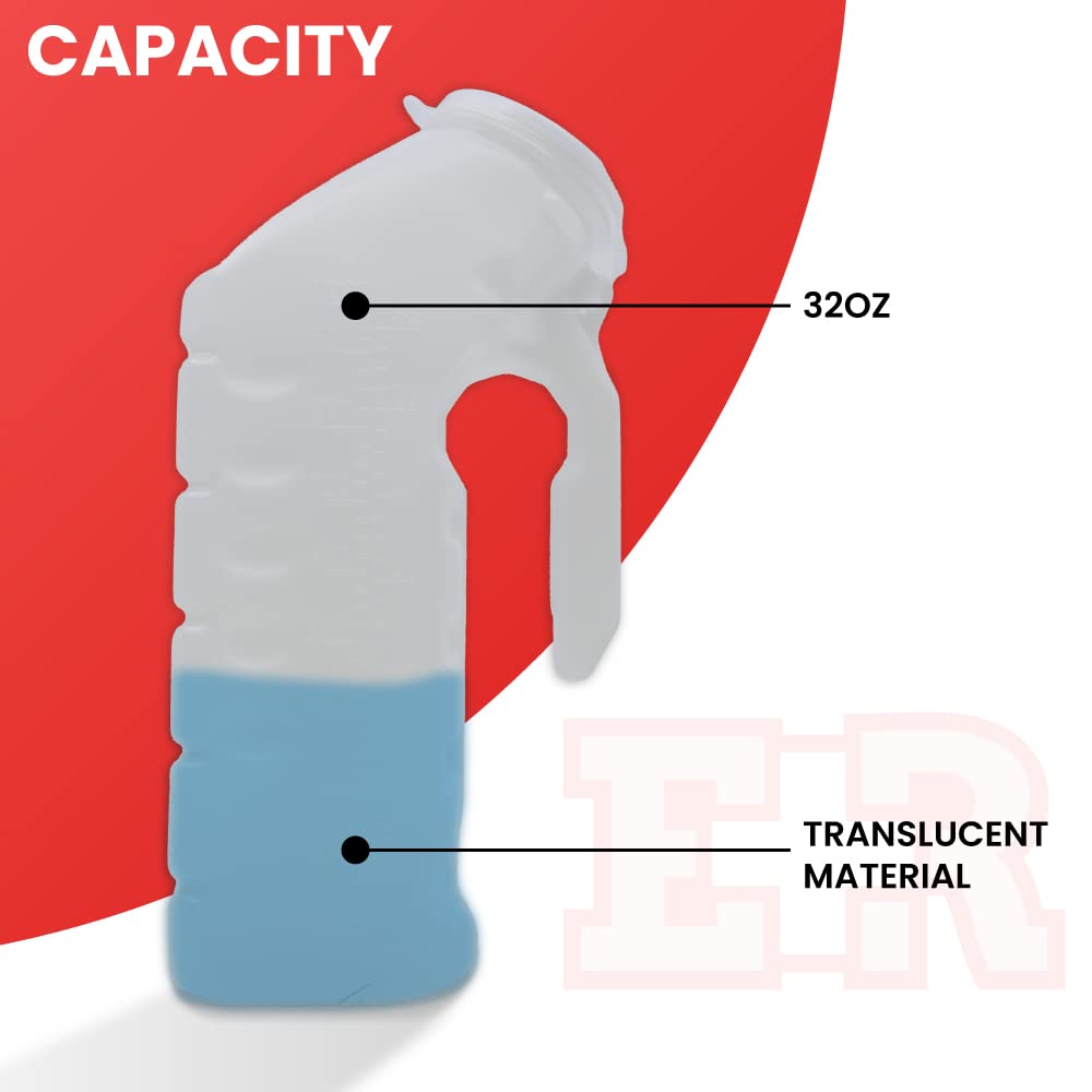 Ever Ready First Aid Urinals for Men, Portable Spill Proof Urine Bottle with Lid for Travel, Camping, Drivers, Hospital, Elderly, Incontinence, and Emergency, 32oz – 3 Pack