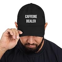 Caffeine Dealer Funny Coffee Shop Barista Distressed Dad Hat