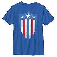 Marvel Avengers Classic Captain Shield Original Boy's Solid Crew Tee