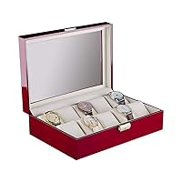 Watch Box Organiser 10 Slot Display Cases with Glass Lid and Secure Lock Unisex Watch Jewelry Holder Boxes Wristwatch Box