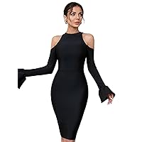 Unique Exclusive Women Evening Gown Dress Black Off Shoulder Long Sleeve Sexy Bodycon Party Evening Dress