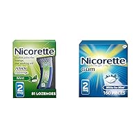 Nicorette 2 mg Mini Nicotine Lozenges to Help Quit Smoking & 2mg Nicotine Gum to Help Quit Smoking - White Ice Mint Flavored Stop Smoking Aid, 160 Count