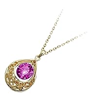 GWG Jewellery 18K Gold Coated Round Coloured Stone Within Teardrop Vintage Filigree Pendant Necklace in Gift Box for Women