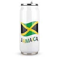 Jamaican Flag Printed Coke Mug with Lid and Straw Stainless Steel Insulated Tumbler Travel Coffee Cup for Hot Cold Drinks