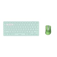 memzuoix Wireless Keyboard and Mouse Set, Bluetooth Rechargeable Keyboard(Green)+ 2.4G Battery Powered Mouse with USB Receiver