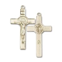 Jewels Obsession St. Benedict Crucifix Medal | 14K Gold St. Benedict Crucifix Medal - Made In USA