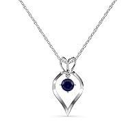 Blue Sapphire Royal Heart Pendant Necklace 0.53 ct 14K Gold
