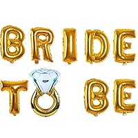 16inch Diamond Gold Letter Balloons, BRIDE TO BE Letter Foil Balloons for Wedding Party Bride Decorations Supplies