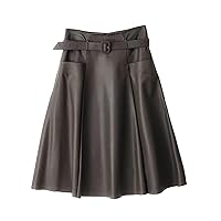 Leather Women England Fashion Sashes Waist Umbrella Pleated Skirt Chic Fold Streetwear