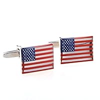 American Official Flag USA America Pair Cufflinks in a Presentation Gift Box & Polishing Cloth