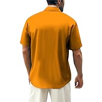 Casual Holiday Funny Shirt for Men Halloween Boo Bowling Ghost Pumpkin Orange Short Sleeve Button Down Top 3XL