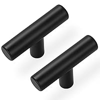30 Pack Cabinet Knobs Matte Black Drawer Knobs Stainless Steel 2 Inch Overall Length Dresser Knobs for Cabinets Cupboard Bathroom Kitchen Hardware, Single Hole T Bar Knobs