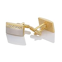 Plated with Diamond Two-color French Cufflinks Gold Brushed Men's Cuff Links Wedding