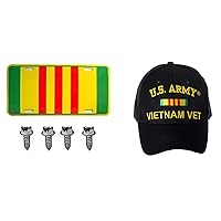 Artisan Owl Vietnam Service Ribbon Automobile License Plate and Army Veteran Baseball Cap Bundle