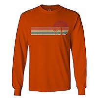 Vintage Retro Sunset Beach Graphic Palm surf Tree Vacation Tropical Summer Long Sleeve Men's