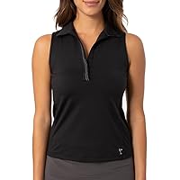 GOLFTINI Women's Soft Performance Sleeveless Golf Tennis Polo Fashion Button Placket Shirt
