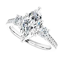 JEWELERYIUM 1 CT Marquise Cut Colorless Moissanite Engagement Ring, Wedding/Bridal Ring Set, Solitaire Halo Style, Solid Sterling Silver Vintage Antique Anniversary Promise Ring Gift for Women