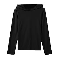 Womens Casual Long Sleeve Hoodie Cozy Lightweight Mercerized Cotton Tops Thin Section Loose Bottoming Sweatshirt