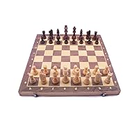 Chess Board Portable Chess Set Wooden Board Game Magnetic Chess ，Crafted Chessmen Travel International Board Games Suitable for Beginners Chess Sets (Size : Medium)