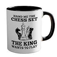 Chess Lover 2Tone Black Mug 11oz - hand me the chess - Chess Board Strategy Game Chess Pieces Wood Chess Gifts Horse Knight