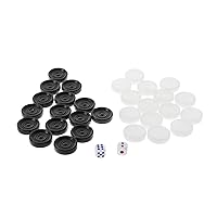 30Pcs/Set Plastic Black White Checkers Backgammon Chess Pieces with 2 Dice Home Party Table Board Game Adults Kids Toys Flying Chess Mat