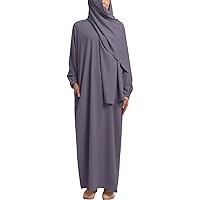 Muslim Women Abaya One Piece Hooded Kaftan Robe Prayer Dress with Hijab Scarf Arabic Islamic Clothes