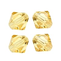 200pcs Adabele Austrian 4mm (0.16 Inch) Small Faceted Loose Bicone Crystal Beads Golden Yellow Champagne Compatible with Swarovski Crystals Preciosa 5301/5328 SSB428