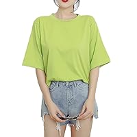 Women's Classic-Fit Short-Sleeve Crewneck T-Shirt, Pure Cotton Short Sleeves, Loose and Comfortable,Fruit Green,XL