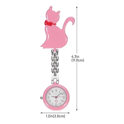 Hemobllo Womens Watch Digital Watch Nurse Watch with Cute Cat Glass Lapel Watch Watch Clip On Watch with Second Hand Stethoscope Badge Fob Pocket Watch Jewelry Gift Womens Watch Digital Watch