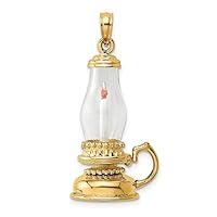14ct Gold 3 d Candle Lantern With Glass And Enamel Charm Pendant Necklace Measures 25.3x16mm Wide 12.6mm Thick Jewelry for Women