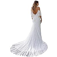 Boho Lace Wedding Dresses for Bride Women Long Tulle A Line Backless Bridal White Wedding Gowns