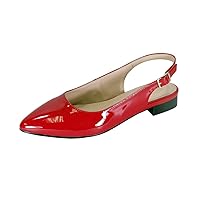Peerage Fay Women's Wide Width Pointed Toe Patent Leather Dress Slingback Flats