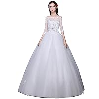 Off Shoulder Wedding Gown for Bridal Half Sleeve Wedding Dress