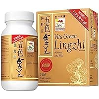 Vita Green Reishi Mushroom Lingzhi, 100% Natural Pure Antioxidant Fungus Extract for Energy Immune Support Wellness for Adults - 72 Capsules