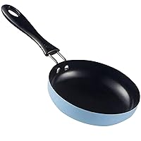 Small Frying Pan, 4.7 Inch Egg Frying Pan Heat Resistant Non Stick Pan with Handle Portable Round Omelet Pan for Stove Gas, Induction Hob Blue Kitchen Items