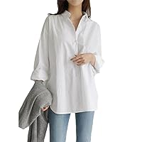 Summer Women's Shirts Fashion Autumn Tops Asymmetric Casual Long Sleeve Cardigan Button Up Shirt Oversized Office Large Size