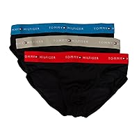 Tommy Hilfiger men's briefs pack of 3 elastic underpants briefs stretch cotton underwear article UM0UM02904, 0UE Cerulean aqua/ant silver/fireworks, Medium