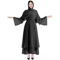 Abayas for Women Muslim Dubai Dress Solid Loose Fit Long Cardigan Islamic Kaftan Robe Open Front Maxi Length