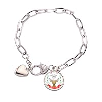 mas Deer Festival Pattern Heart Chain Bracelet Jewelry Charm Fashion