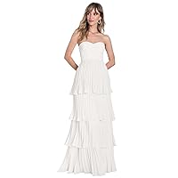 Ivory Wedding Dresses for Bride Pus Size Strapless Prom Dress Ruffle Tiered Bridesmaid Dresses Long for Women Size 18W