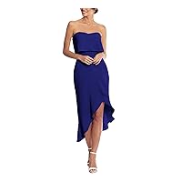 XSCAPE Womens Blue Sleeveless Strapless Above The Knee Cocktail Hi-Lo Dress 14