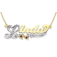RYLOS Necklaces For Women Gold Necklaces for Women & Men Yellow Gold Plated Silver or Sterling Silver Personalized Diamond & Colorstone High Polish Nameplate Necklace Special Order, Made to Order