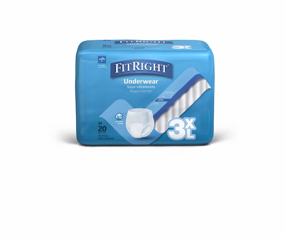 FitRight Adult Incontinence Underwear, Heavy Absorbency, 3X-Large, 75