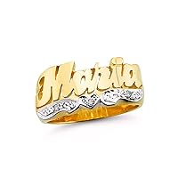 RYLOS Rings For Women Jewelry For Women & Men 925 Yellow Gold Plated Silver or Sterling Silver Personalized Diamond Name Ring - Unisex Script Style Shiny 10MM Special Order, Made to Order Ring